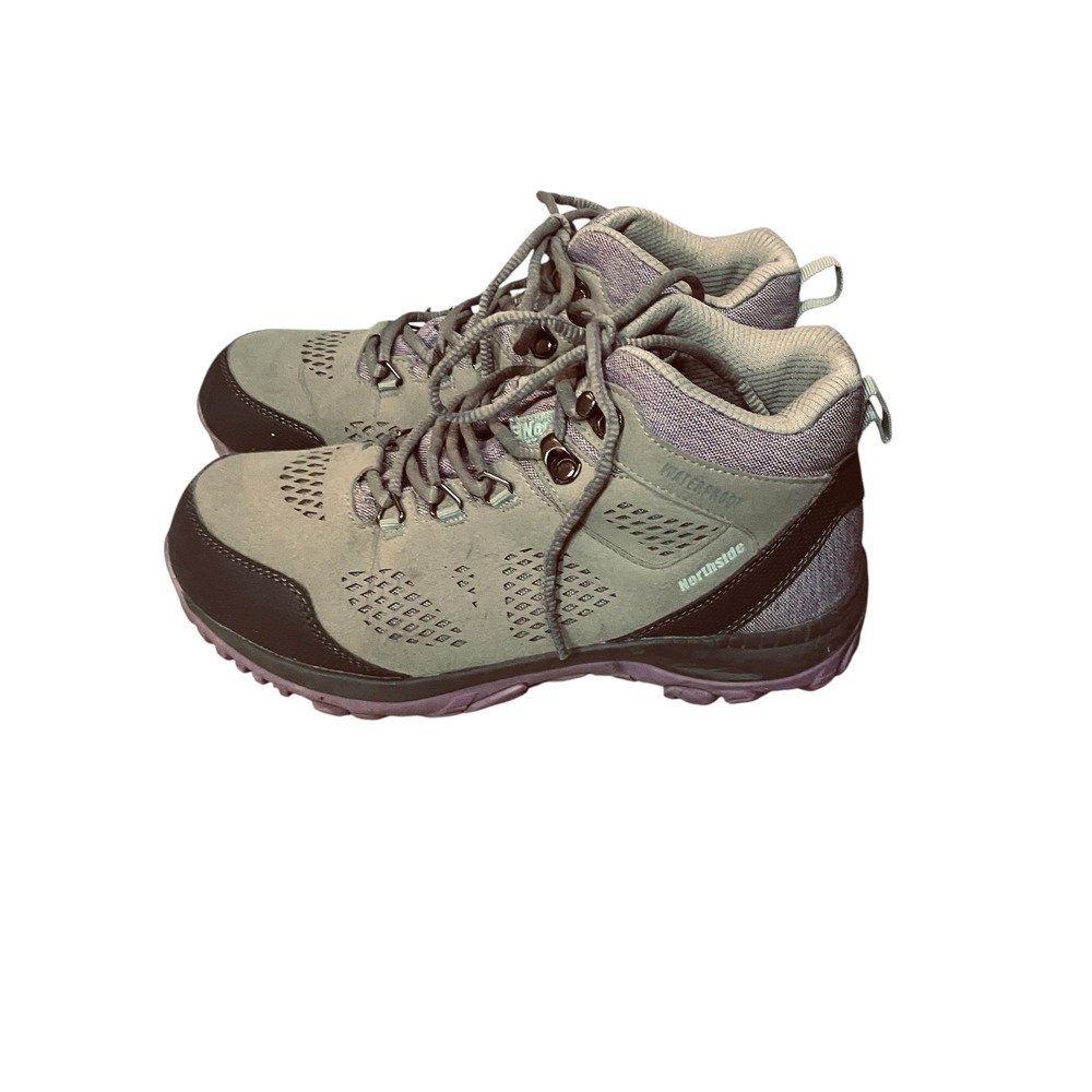 Northside Kids Benton Mid Waterproof Hiking Boots Purple Grey Lace Youth Size 5 - Picture 3 of 9